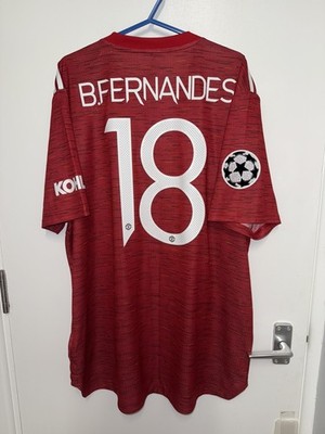 Adidas Man Utd 2020/21 Home UCL Player Football Shirt XL B.FERNANDES heat rdy 