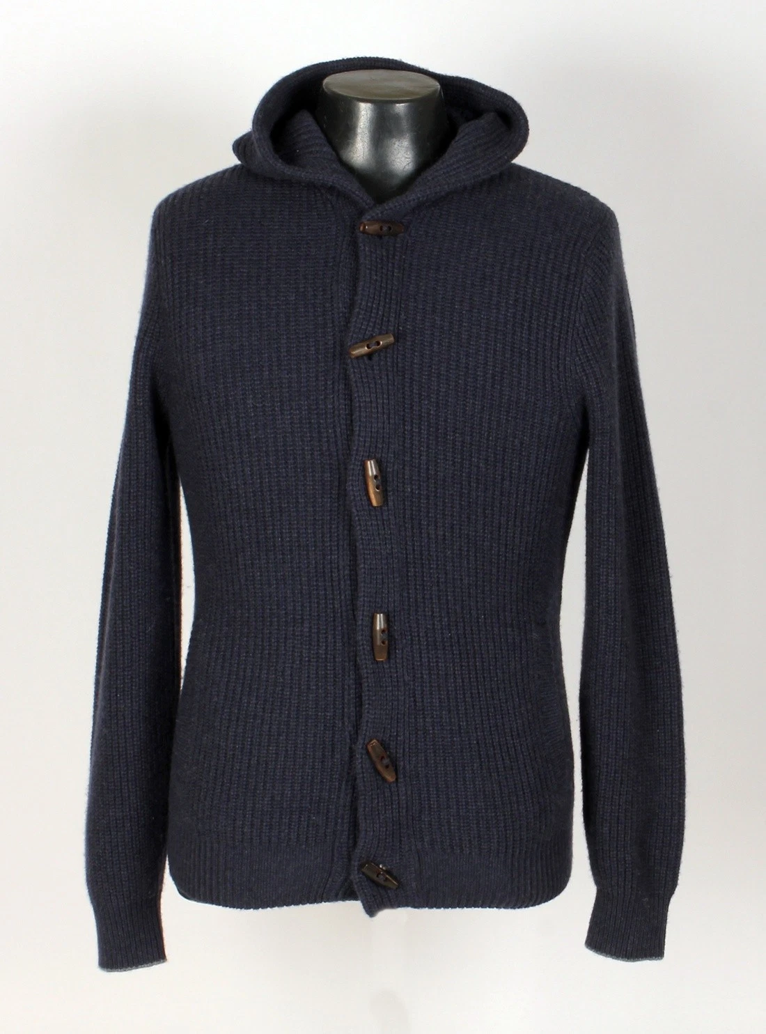 Brunello Cucinelli Cashmere Hooded Toggle Sweater - 52 M/L - Blue - $3495 Retail