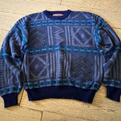 Vintage Chartwell Sweater Abstract Pattern Knit Crewneck Pullover (1374)