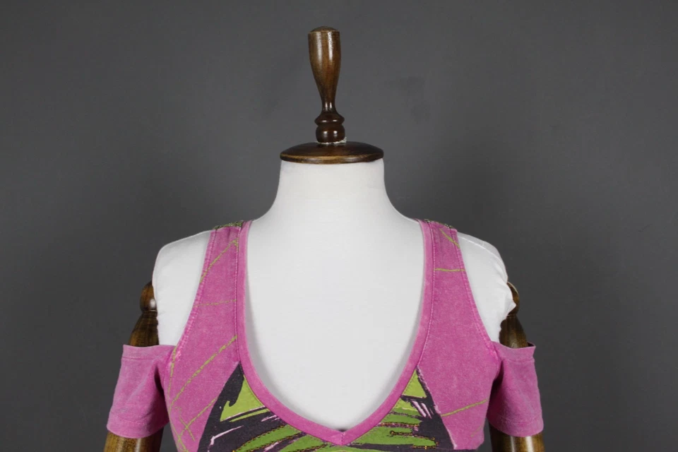 CUSTO BARCELONA Multi Graphic Print Cold Shoulder Sleeve Tank Top Size M / L - Image 2 of 4