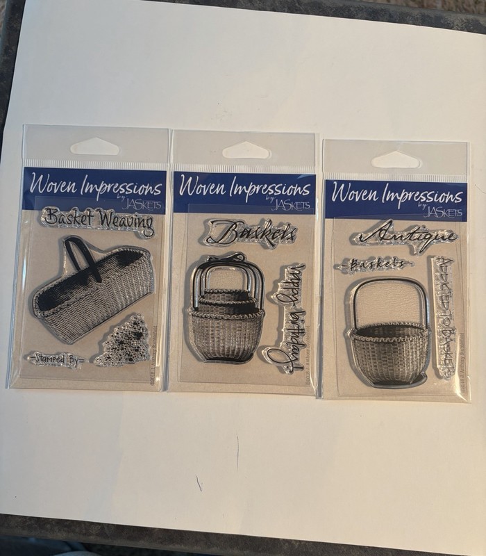 Woven Impressions By Jaskets. Set Of 3 Basket Acrylic Stamp Sets.  Brand New