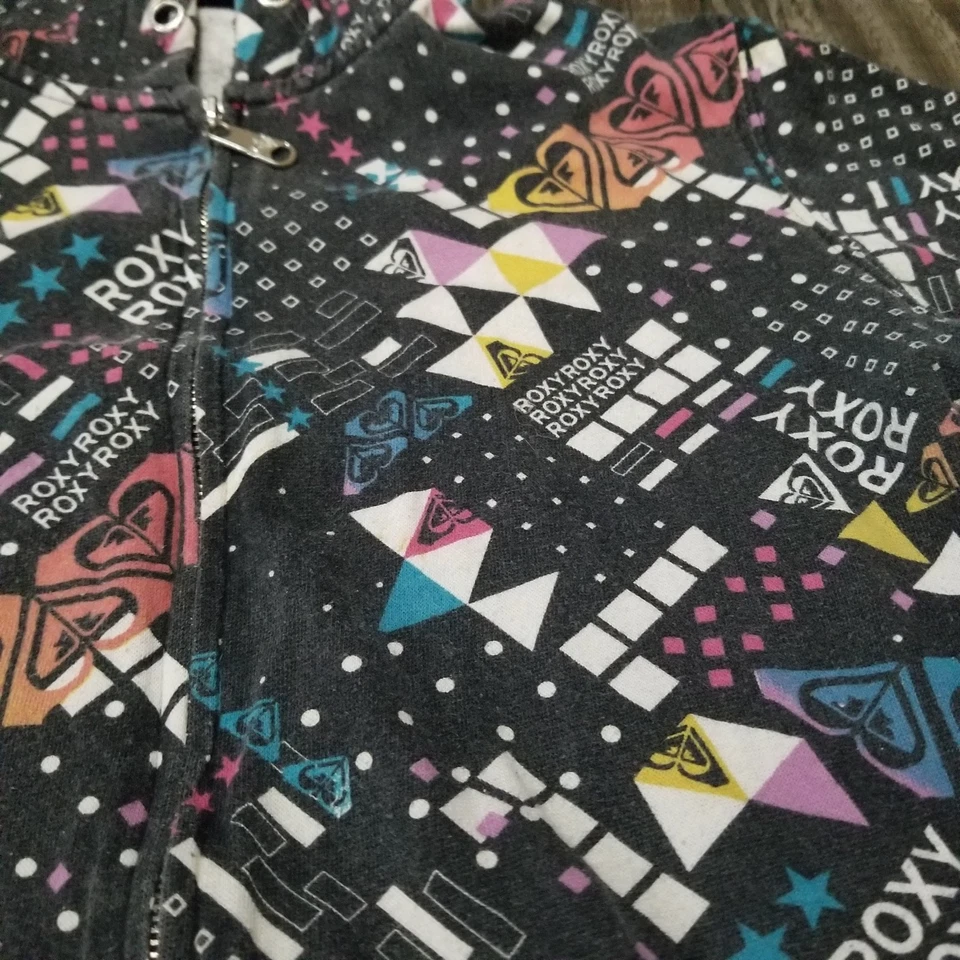 Roxy Vintage Junior's Pullover Hoodie Large Aop Multicolored Sherpa Hood - Image 3 of 4