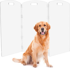 Modern Frame Clear Acrylic Freestanding Dog Gate - 32" Tall Folding 3-Panel Pet