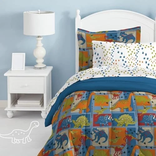  Bloques de dinosaurios ultra suave microfibra niños edredón dos bloques de dinosaurios azules Foto 4 de 4