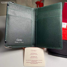 Cartier Must de Cartier Green Calfskin Leather Card Holder 6CC Wallet Full Boxed