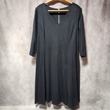 Lane Bryant Black Fit and Flare V-Neck 3/4 Sleeve Ponte Dress Plus Size 18/20