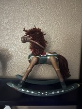 10  Vintage Wooden Rocking Horse with Hand-Painted Details