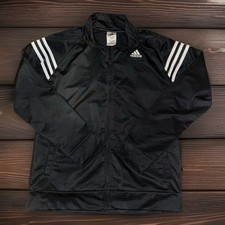 Adidas Full Zip Sweatshirt Youth X-Large 18-20 Black Stripes With Pockets