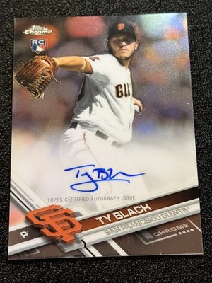 2017 Topps Chrome - Rookie Autographs Ty Blach #RA-TBL (AU, RC) SF Giants