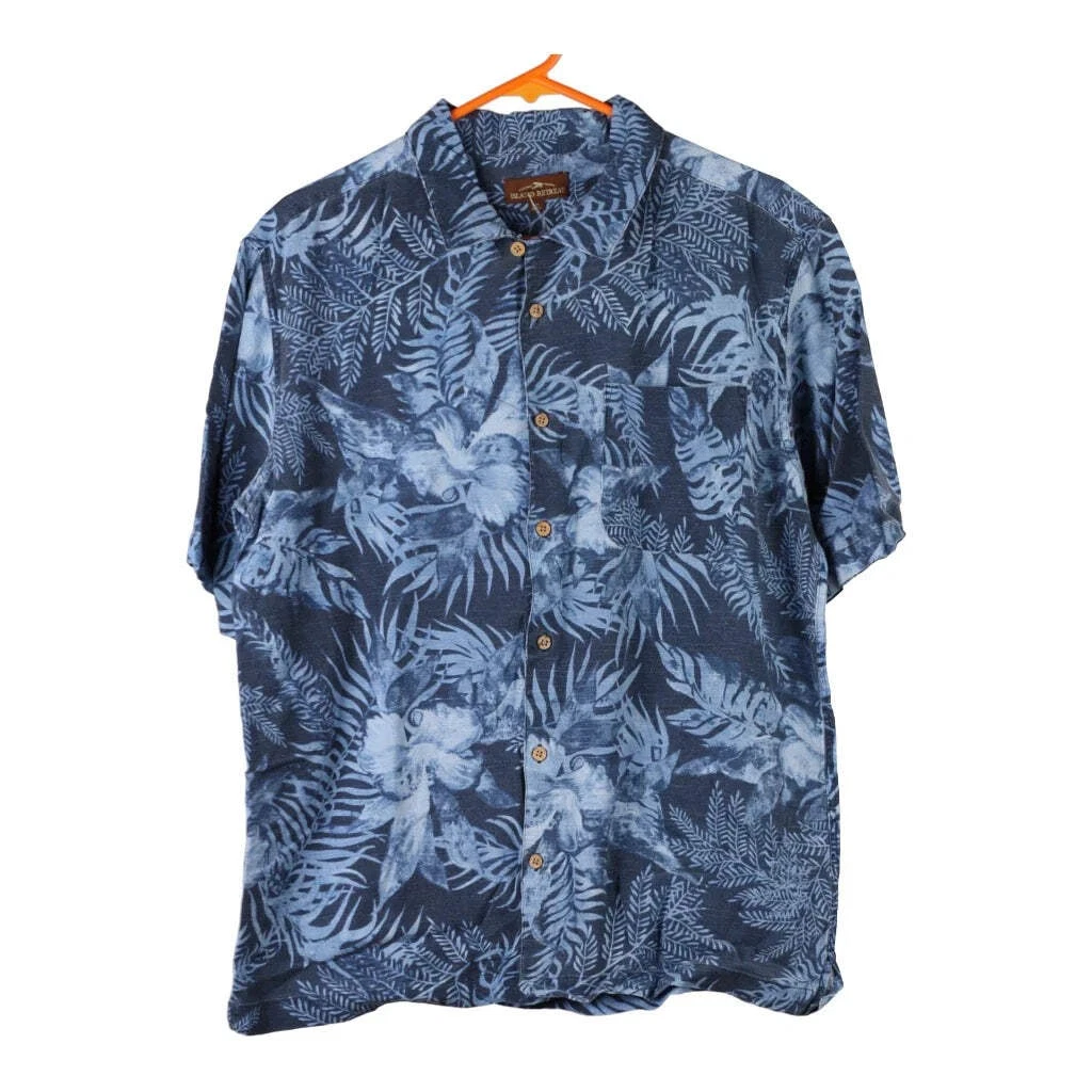 Island Retreat Floral Hawaiian Shirt - Medium Blue Viscose Blend