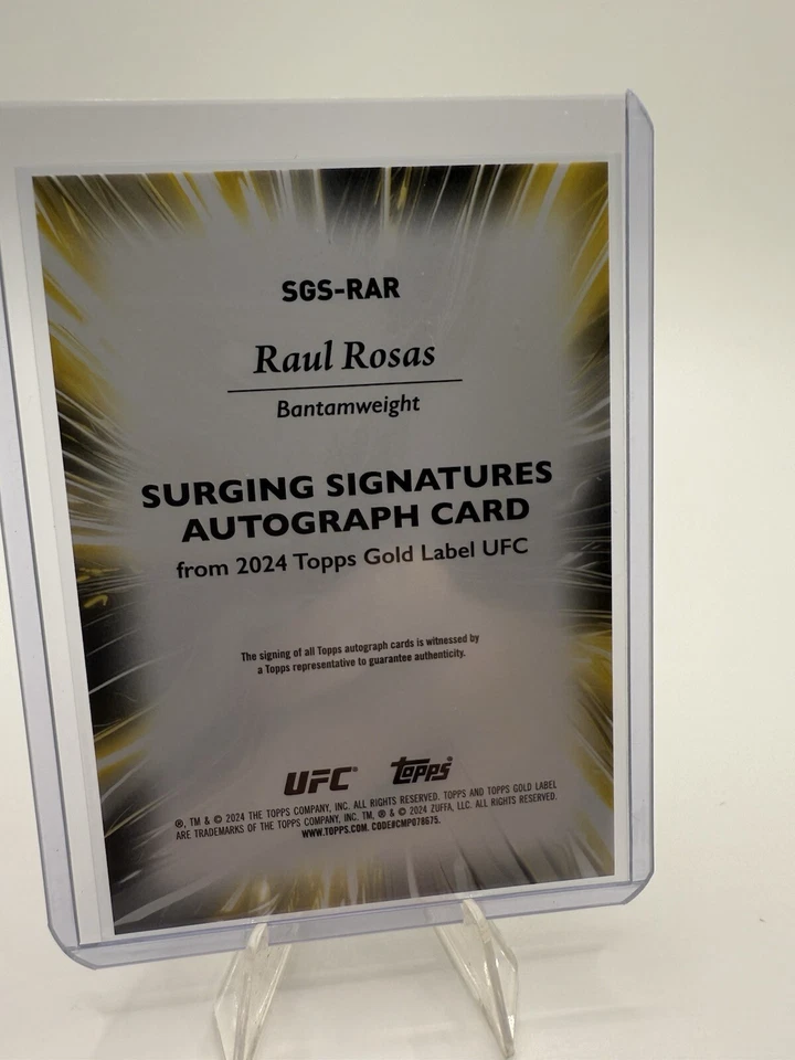 2024 Topps Gold Label UFC Raul Rosas Surging Signatures Auto #SGS-RAR Blue /99 - Image 3 of 3