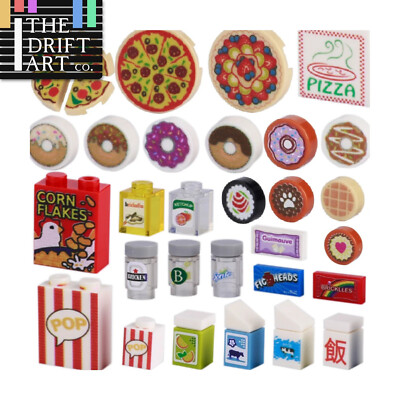City Printed Food Pizza Chocolate Sugar Sweets for Lego Building Blocks Set DIY