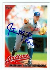 Justin Masterson autographed baseball card (Cleveland Indians) 2010 Topps #109
