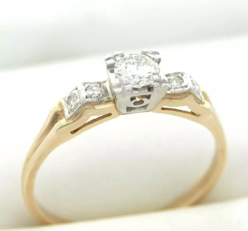 Rare Vintage Retro 1940s 2 Tone Solid 14K Rose & White Gold, Diamond & –  Olde Towne Jewelers