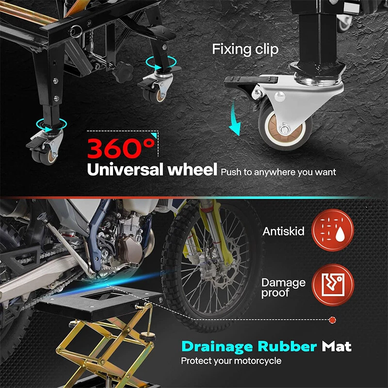 Mesa elevadora hidráulica 350 lb para motocicleta 4 ruedas ATV moto de cross tijera gato soporte Foto 4 de 4