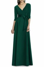 NEW ALFRED SUNG Jersey & Mikado A-Line GOWN Sz 4 $229 HUNTER GREEN NORDSTROM