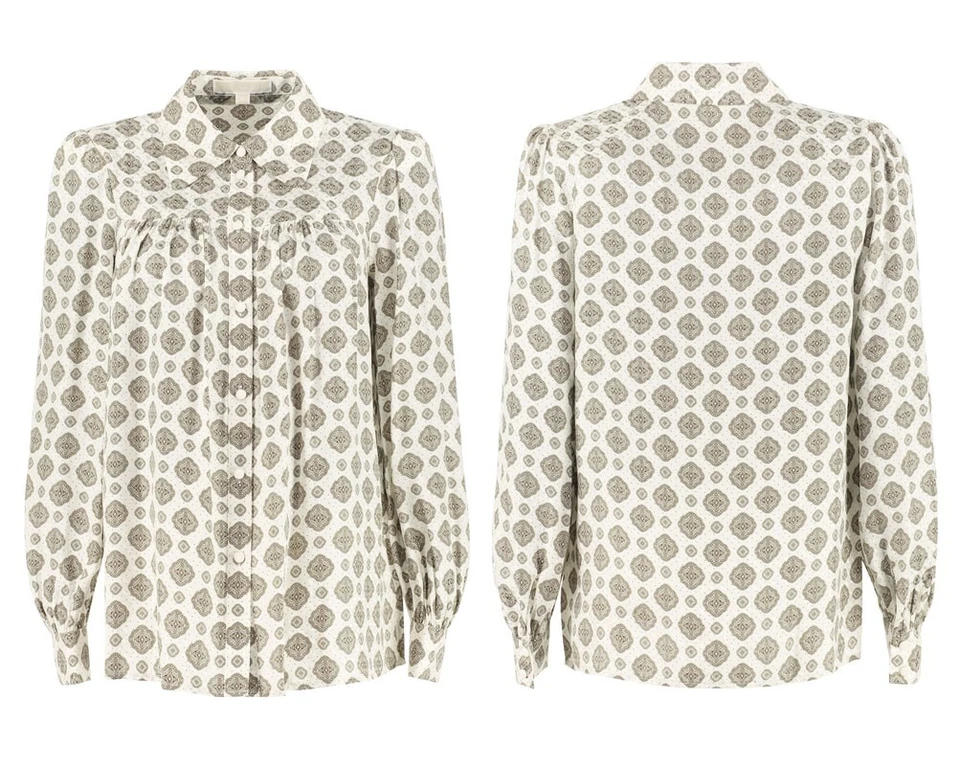 MICHAEL KORS MEDALLION SILK BLEND JACQUARD BLOUSE S ASO - Image 3 of 4