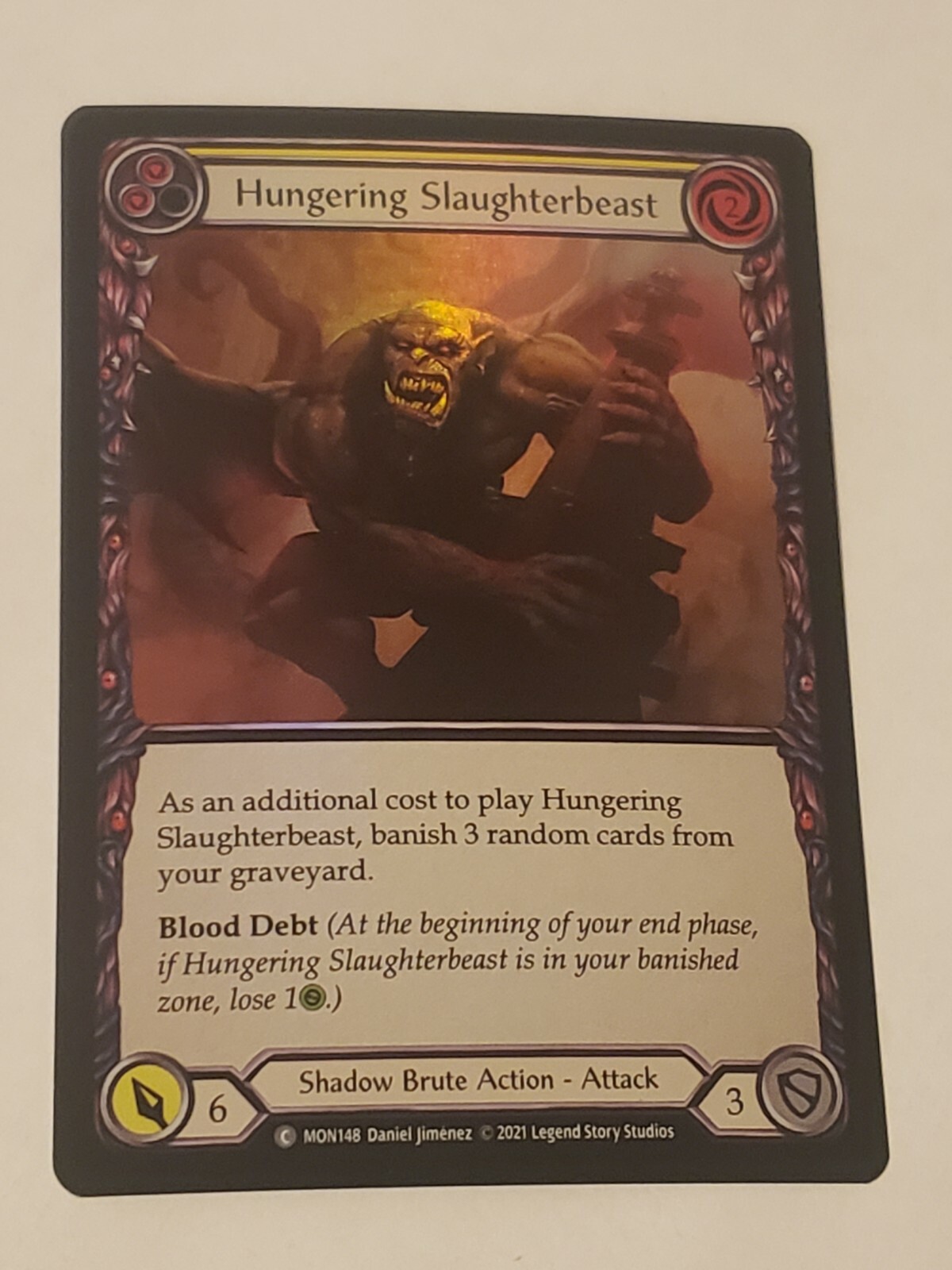Hungering slaughterbeast foil (Yellow) monarch 1st edition NM Flesh And Blood
