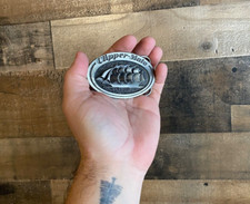 Clipper Mato Belt Buckle VTG 70s 80s Heavy Pewter Sail Boat Ship Ocean Lacer
