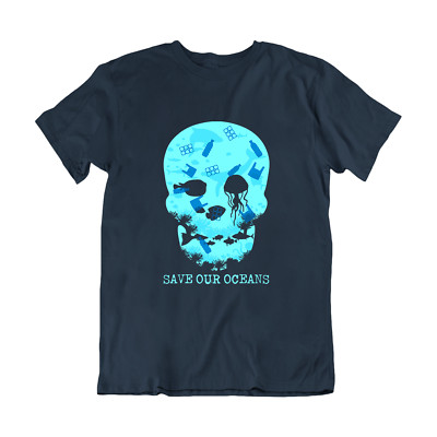 Climate Change T-Shirt - SAVE OUR OCEANS Sea Fish Face, Mens Womens Tee Gift