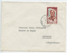 SEUL SUR LETTRE / 4 LETTRES TIMBRE SERIE 1301/1305 / TOULON / SENTHEIM 1961