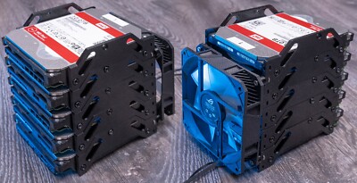 10 x stapelbare 3,5 Zoll Festplattenhalterungen mit 12x12cm Lüfterbefestigungslöchern