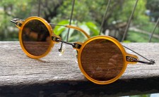 Men Round Brown sunglasses round yellow glasses women polarized sunglasses UV400