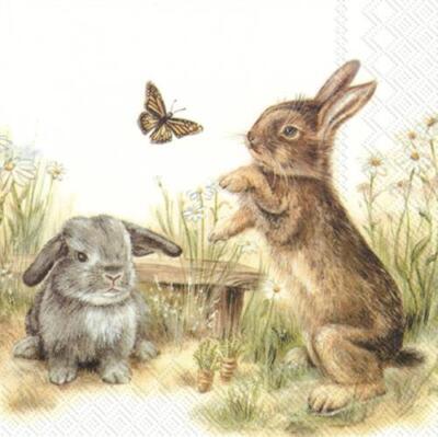 20 Servietten Bunny & Clyde Hasen Ostern Tiere Tischdeko Motiv basteln 33x33cm