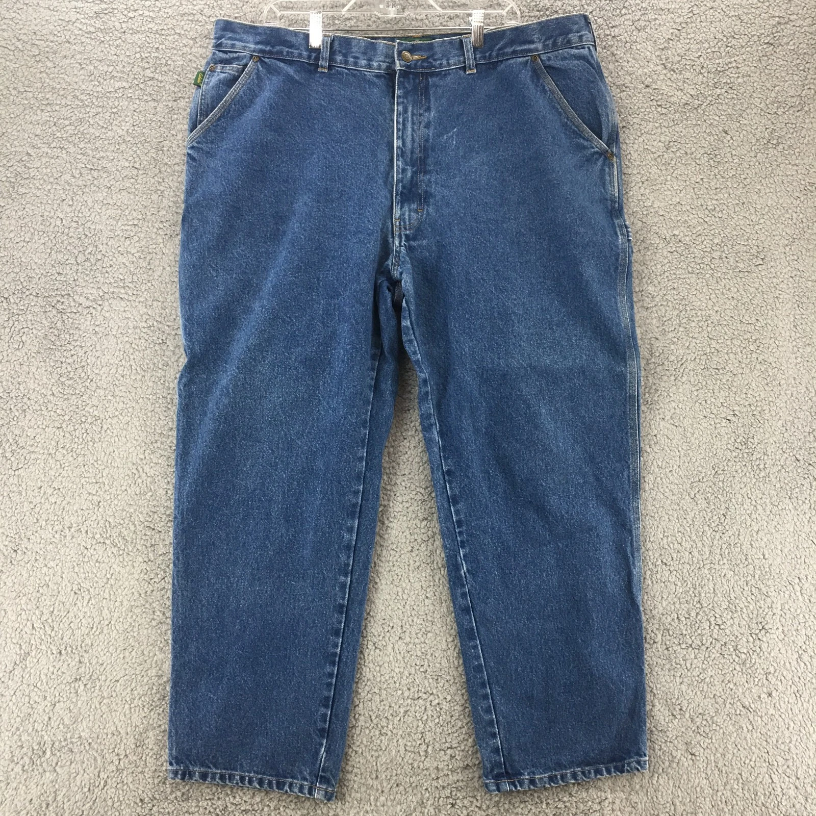 Cabela Dungarees Carpenter Jeans Mens 24 Short Medium Wash Denim Zip Mid Rise