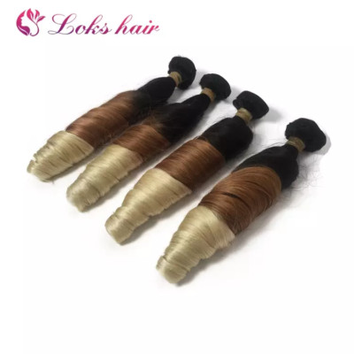 human hair weave bundles with closure 10'' candy curly color 1b#31#6