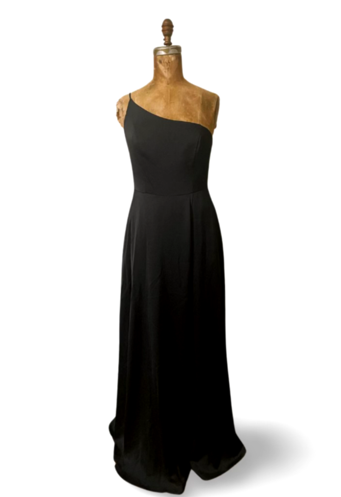 David's Bridal One Shoulder Bridesmaid Dress Black Size 8 | eBay