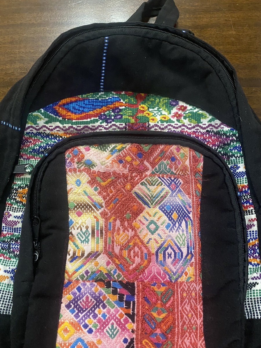 Hiptipico Handmade Colorful Backpack Large Guatemala Boho Volcano Huipil Upcycled Textile Backpack - Guatemala – Lumily main image 2