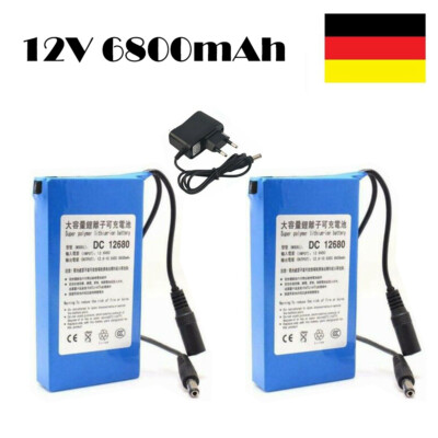 2 Stück 12V 6800mAh Wiederaufladbarer Li-Io-Akku für Drahtlose CCTV Kamera Lampe