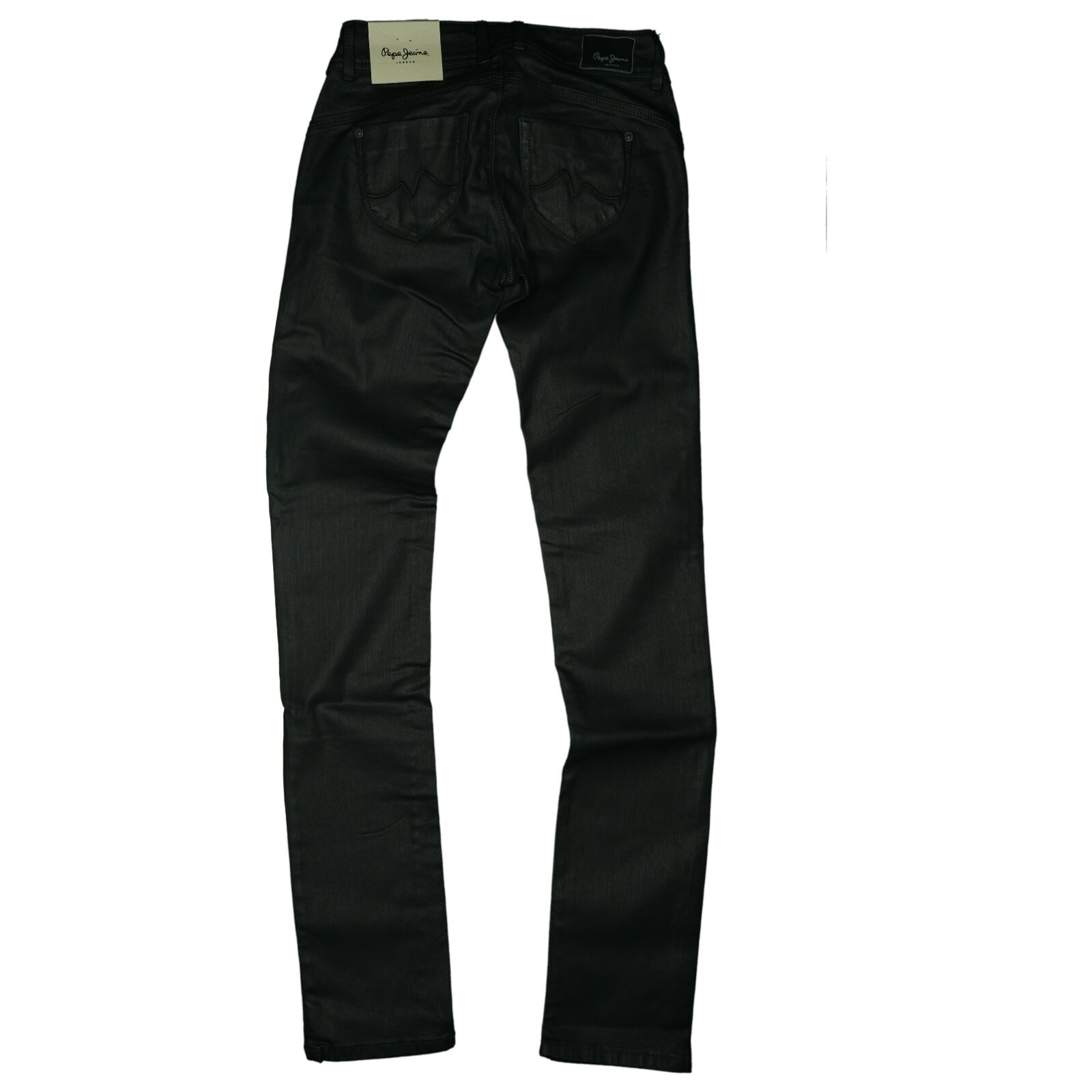Pepe Jeans New Brooke Stretch Jeans Trousers Slim Fit W25 L32 Leather Look Bl... image 3
