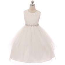 IVORY Size 10 Lace Tulle Flower Girl Dress Bridesmaid Recital Birthday Party