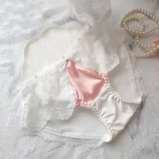 Japanese Cute Girls Faux Satin Panties Lace Briefs Knickers Princess Underwear