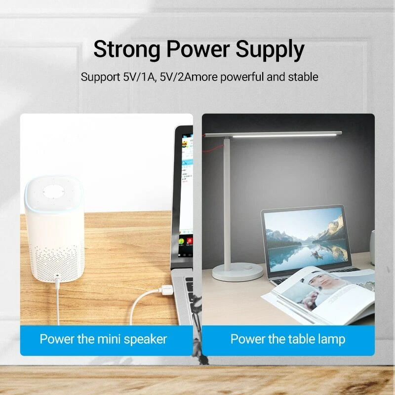 DC 5V Charger Cable USB To Barrel Jack 3.5mm x 1.35mm Charging Power Cord Lead - Image 3 of 4