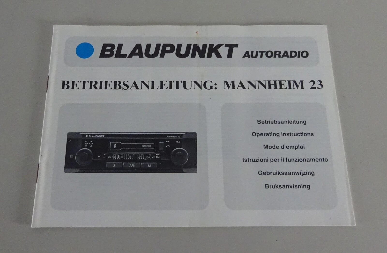 Operating Instructions / Manual Blaupunkt Car Radio Mannheim 23 Stand 04/1983
