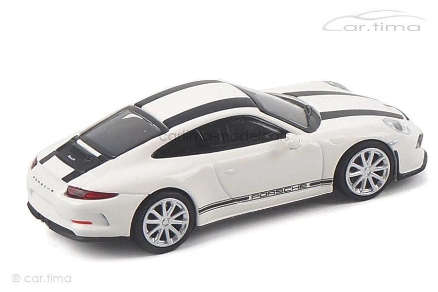 Porsche 911 (991) R Bianco/Striscie Decorative Nero MINICHAMPS 1:87 870066226 - Immagine 4 di 4