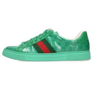 Baskets Gucci ACE cuir et verni vert x rouge 760775 GG homme 11 sans boîte