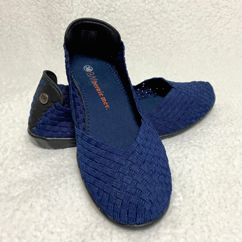 Bernie Mev Catwalk Flats Woven Navy Blue Shoes Slip-On Women's EU 38 US 7.5
