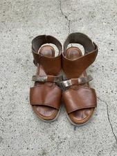 Diba True Women's Metallic Platform Wedge Sandal 8M Brown Leather