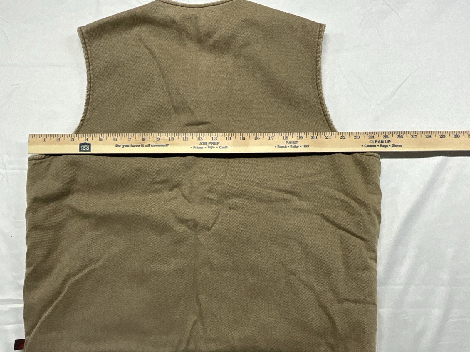 Woolrich Vest Men's L Tan Sherpa Lined Canvas Workwear Full Zip USA Heavy Canvas