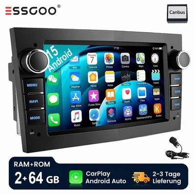 ESSGOO Radio de coche Android 15 para Opel Astra H Corsa C/D Vectra C Zafira GPS NAVI 2+64 GB