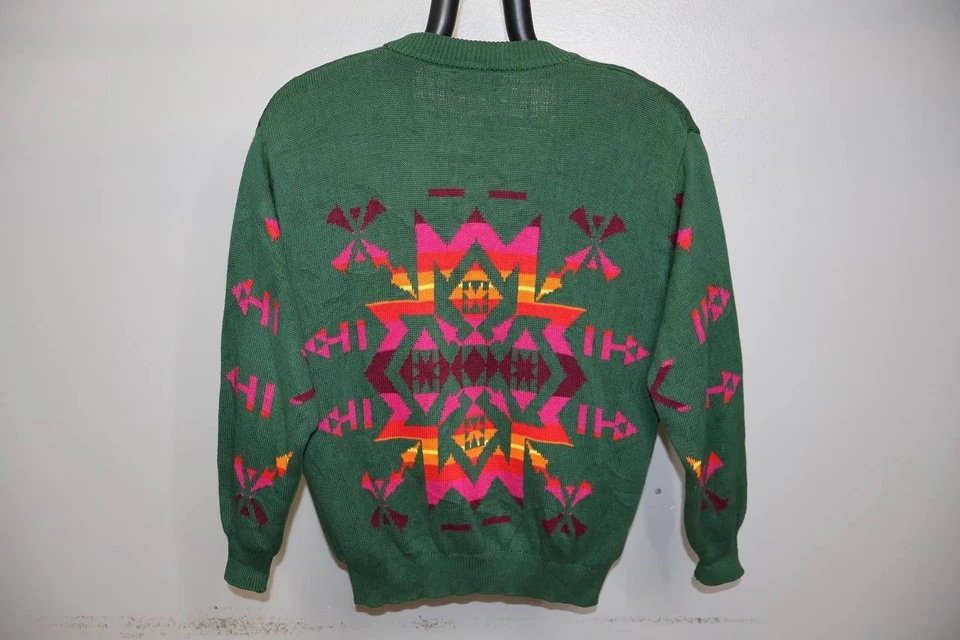 Cárdigan de Algodón Vintage United Colors Of Benetton Talla Italiana XL Patrón Azteca Foto 2 de 4