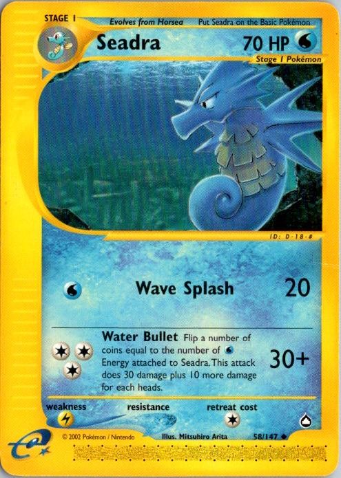 SEADRA 58/147 UNCOMMON AQUAPOLIS POKEMON HP