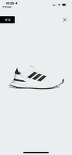 Adidas S2G 26 Leather Spikeless Golf Shoes in white with black stripes UK11.5