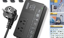 220V to 110V Voltage Converter, Power Any American Appliances in 1600W Black