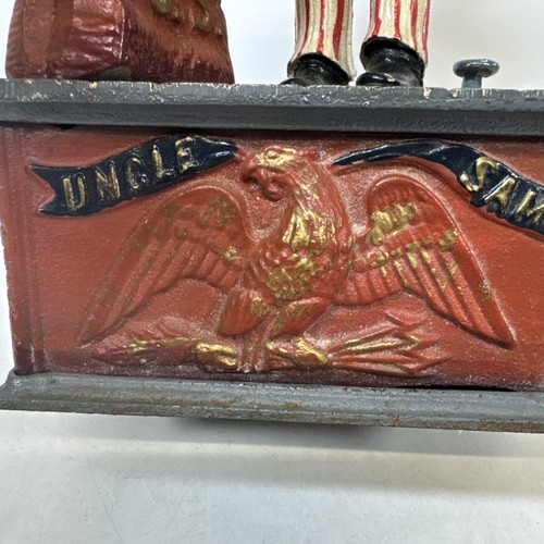 USA 250 Uncle Sam Cast Iron Mechanical Coin Bank - Works Great Book Of Knowledge - 第 5/11 張圖片