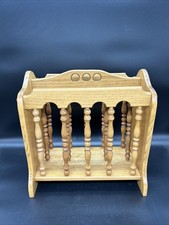 Vintage Wooden Spindle Magazine Rack Record Holder Stand Oak Style